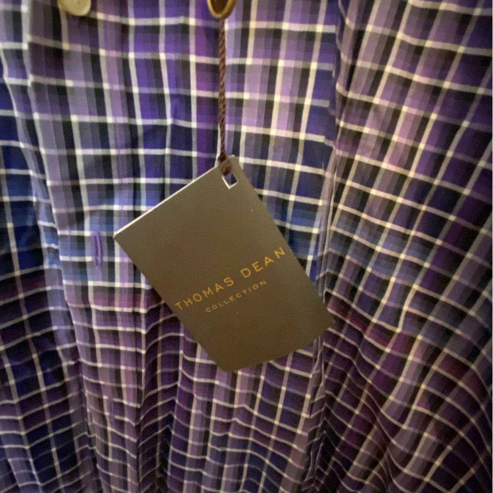 Thomas Dean Check Print Dress Shirt